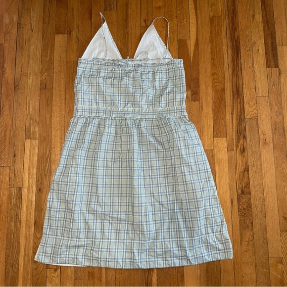 VICTORIA BECKHAM Check Print Tie Dress Maxi Blue Green size 6 - Picture 5 of 9